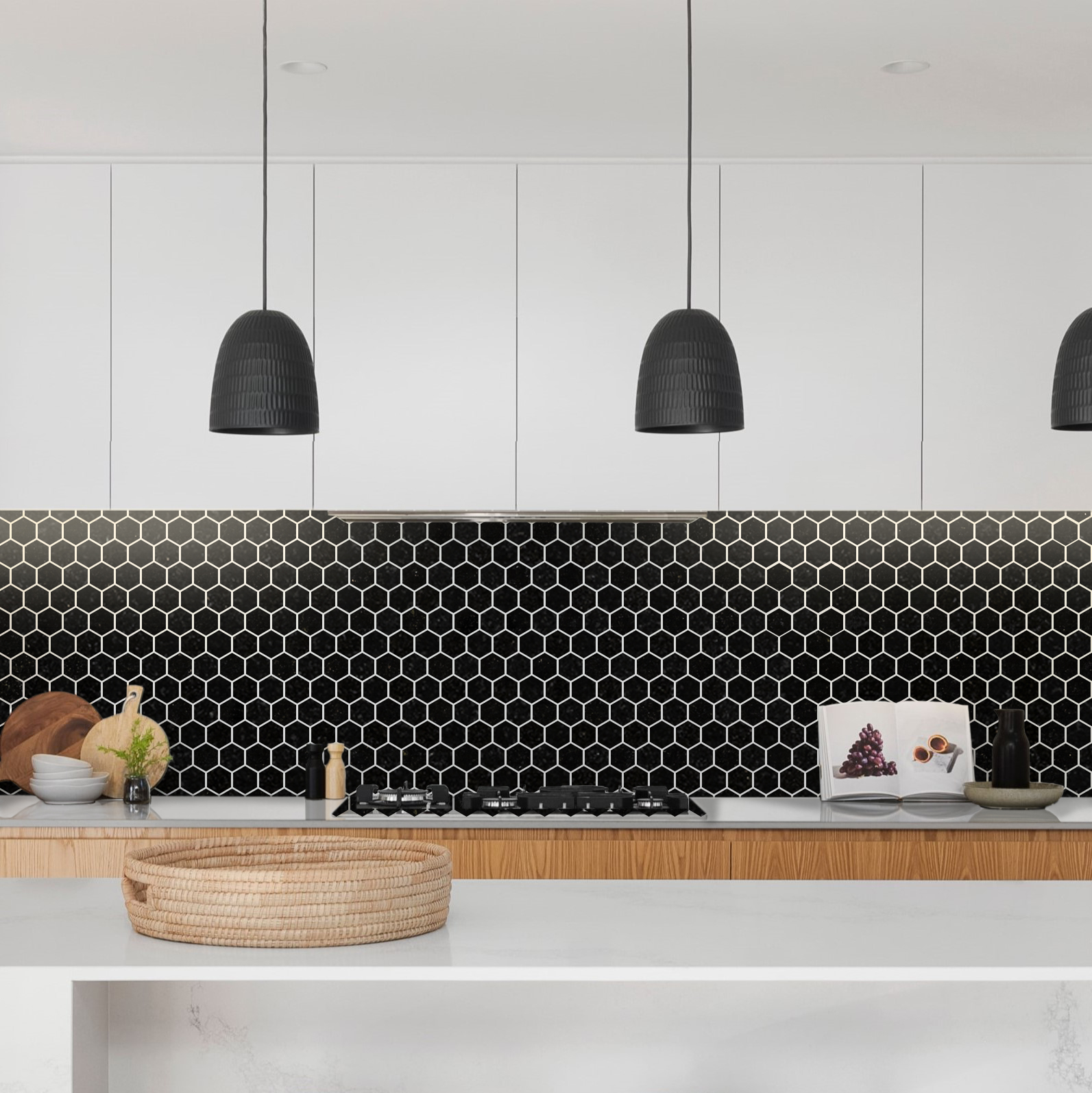 Absolute Black Marble 2" Hexagon