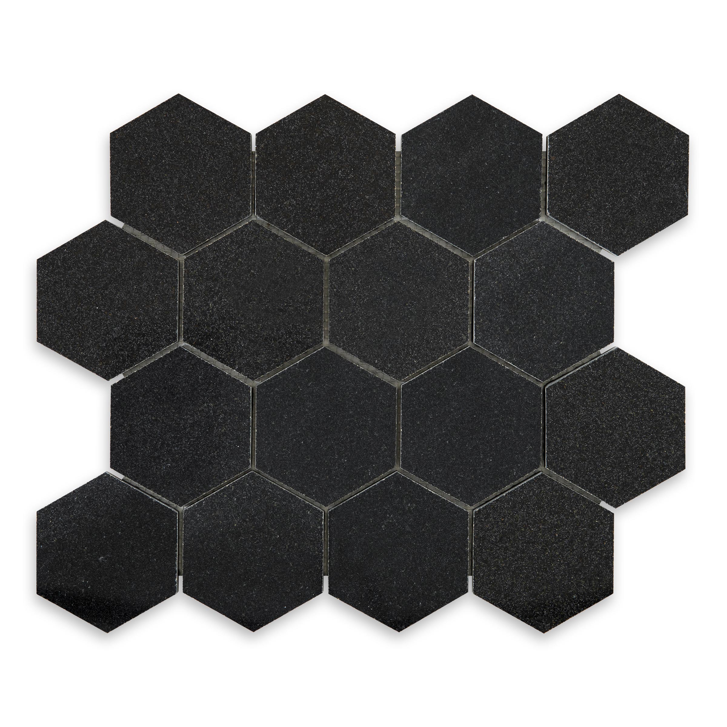 Absolute Black Granite 3" Hexagon Polished