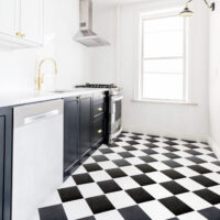 Absolute Black Granite and Thassos White Marble Checker Tile