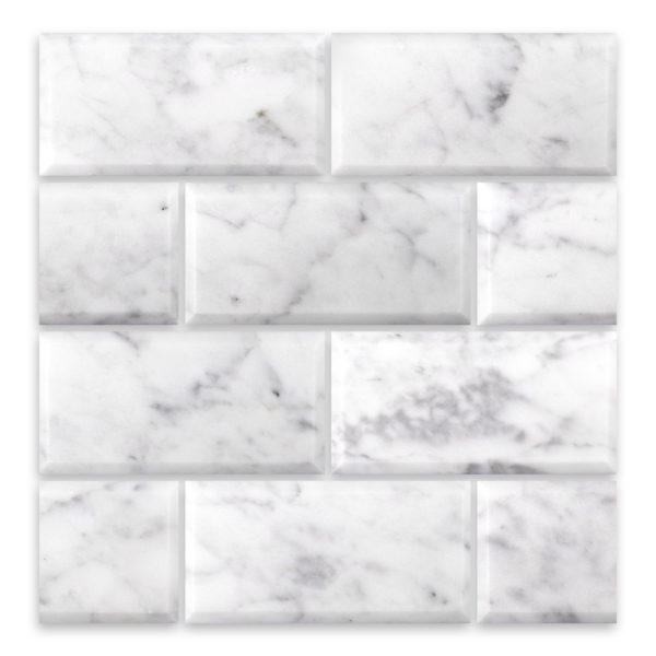 White Carrara Marble 3x6 Beveled