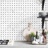 White Carrara Marble Basketweave w/ Black Dots Honed