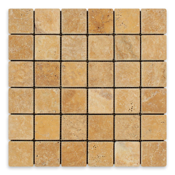 Golden Siena Travertine 2" X 2" Square Tumbled