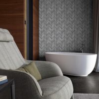 Haisa Blue Marble Large Chevron