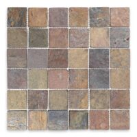 Indian Multi Color Slate 2" X 2" Square Tumbled
