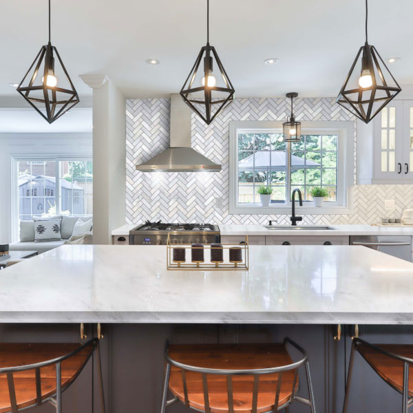 Oriental White Marble 1" X 3" Herringbone