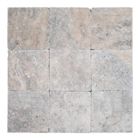 Silver Premium Travertine 4x4 Tumbled
