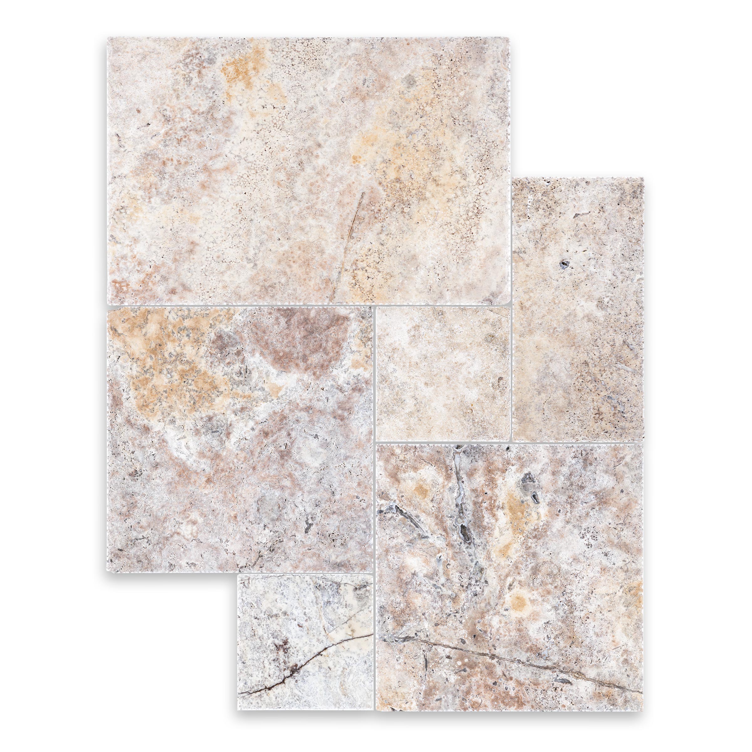 Silver Premium Travertine Versailles Brushed/ Chiseled