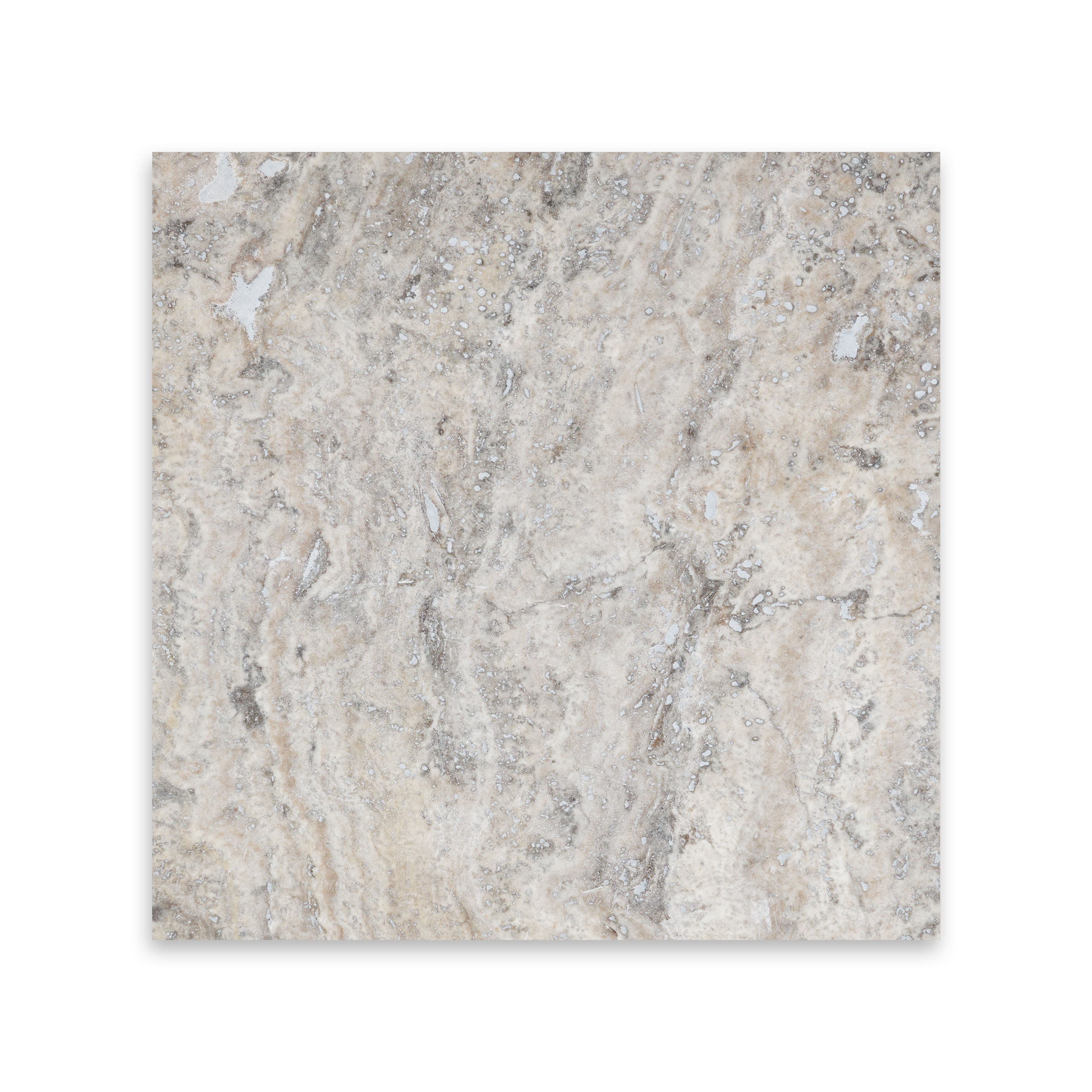 Silver Premium Travertine 12x12 Filled/ Honed