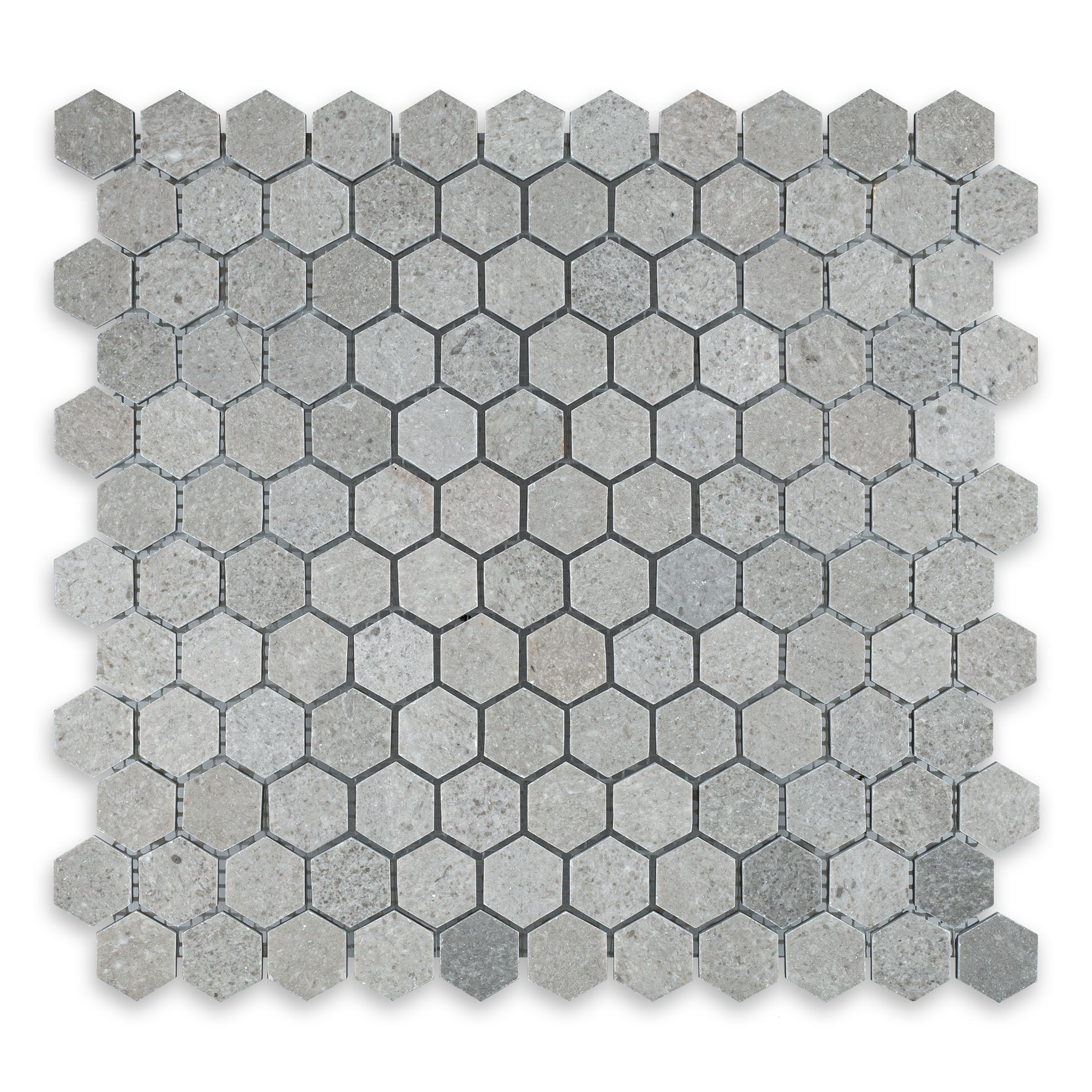 Spanish Grey Marble 1" Hexagon Polished