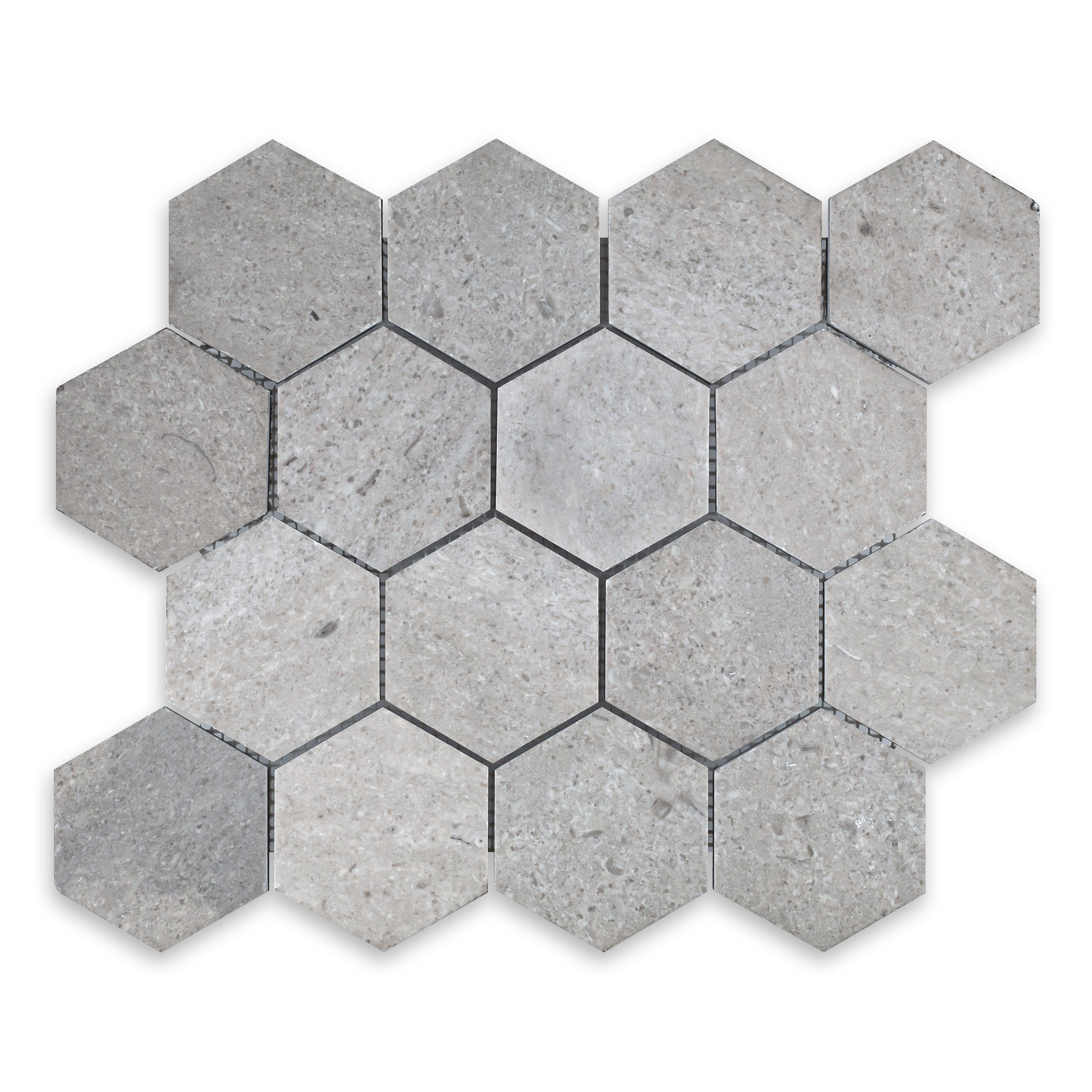 Spanish Grey Marble 3" Hexagon Polished