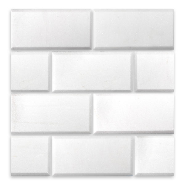 Thassos White Marble 3x6 Beveled