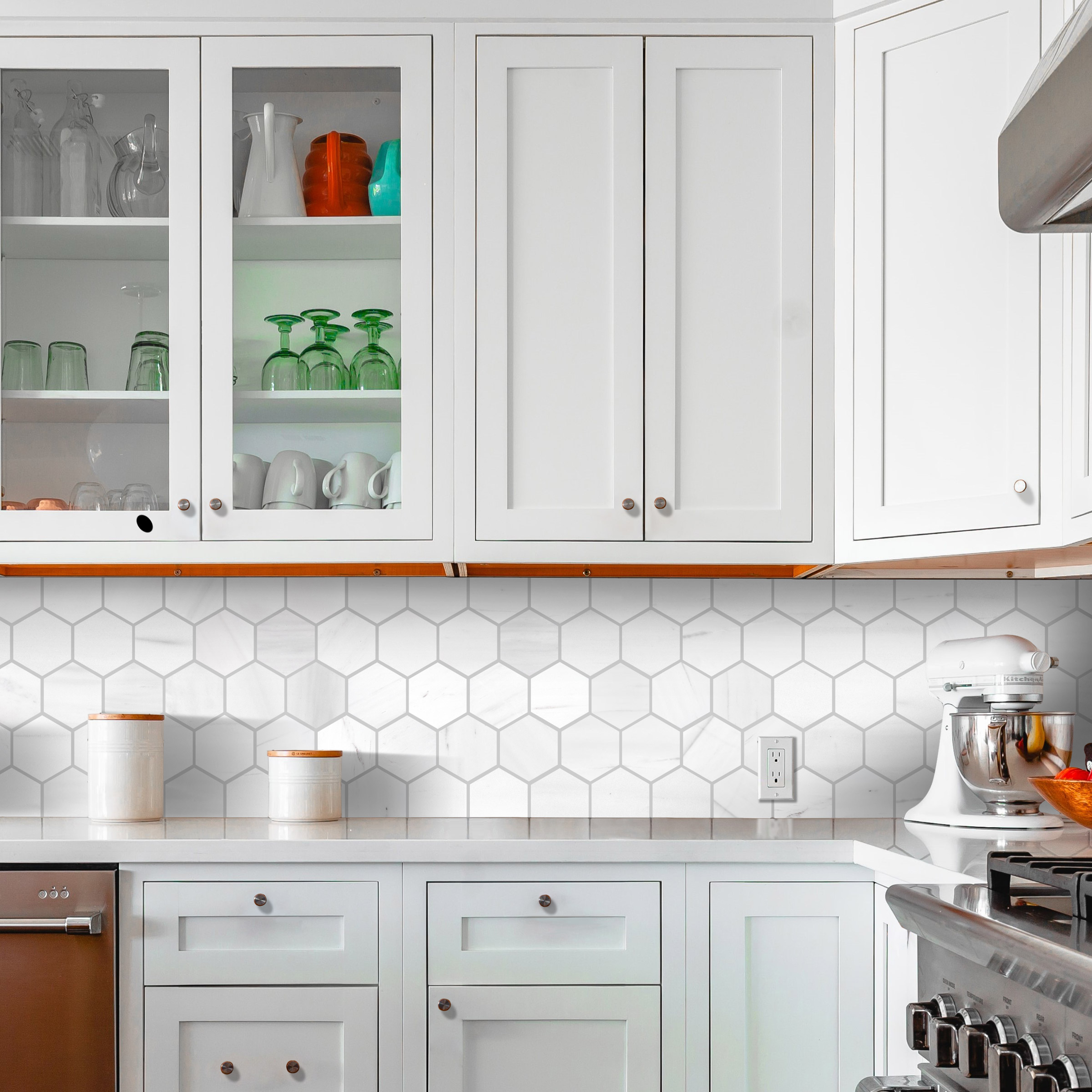 Bianco Dolomite Marble 4" Hexagon Honed