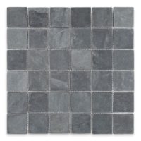 Indian Black Slate 2" X 2" Square Tumbled