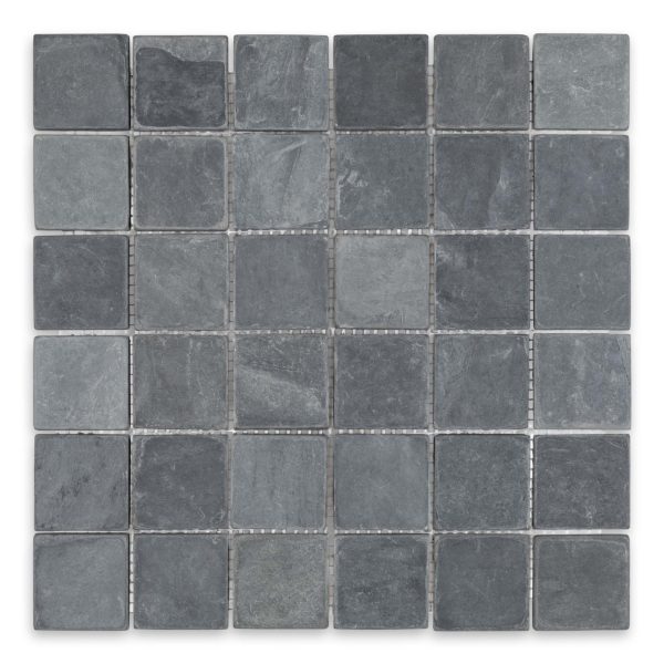 Indian Black Slate 2" X 2" Square Tumbled