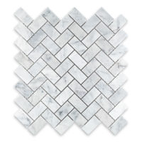 White Carrara Marble 1" X 2" Herringbone