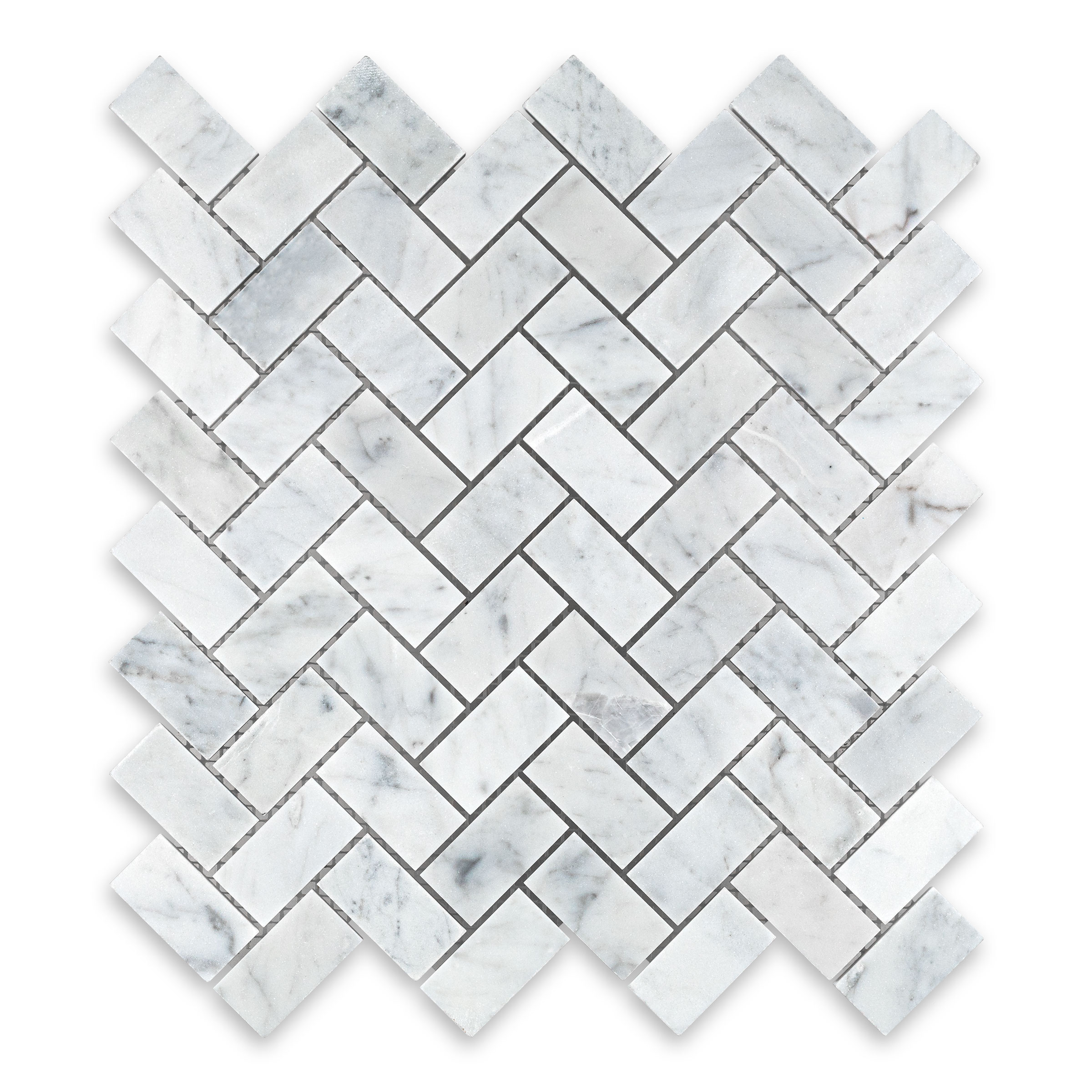 White Carrara Marble 1" X 2" Herringbone