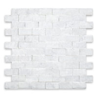 White Carrara Marble 1" X 2" Brick Splitface