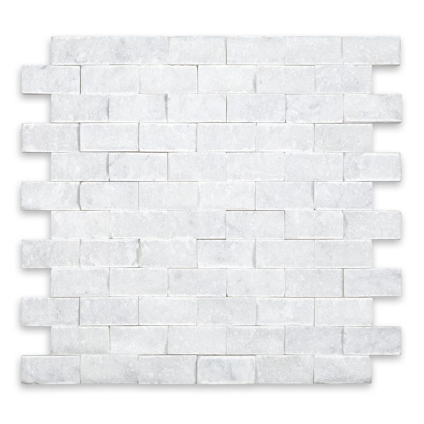 White Carrara Marble 1" X 2" Brick Splitface
