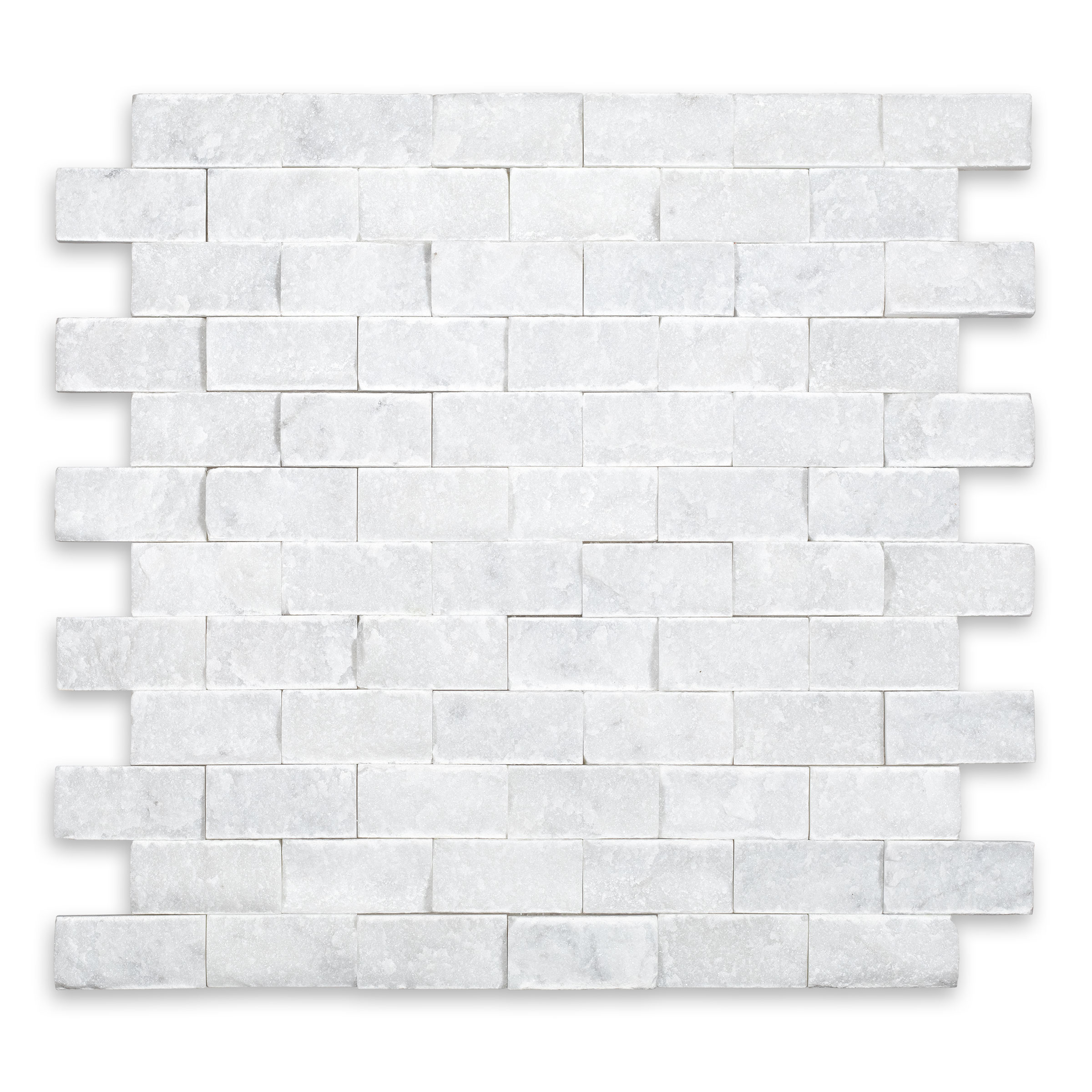 White Carrara Marble 1" X 2" Brick Splitface