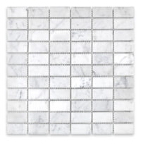 White Carrara Marble 1" X 2" Brick Stacked