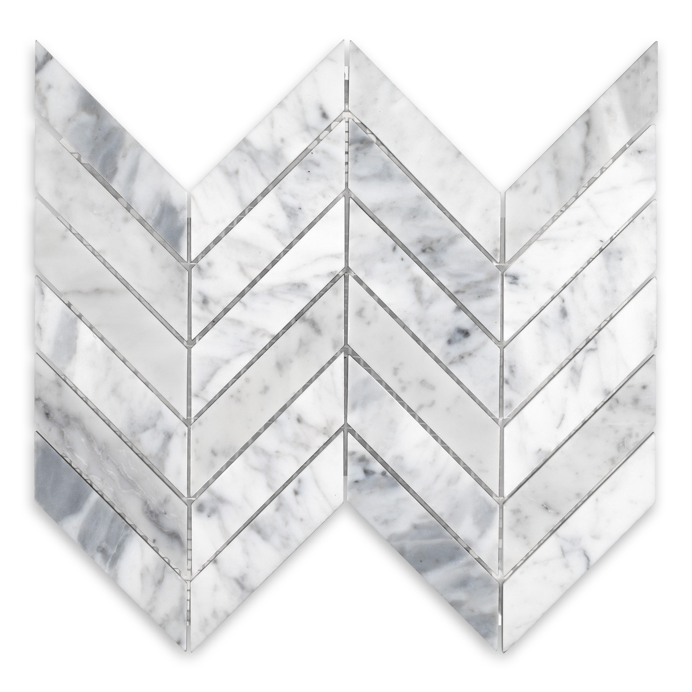 White Carrara Marble 1" X 4" Chevron