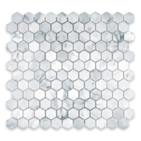 White Carrara Marble 1" Hexagon