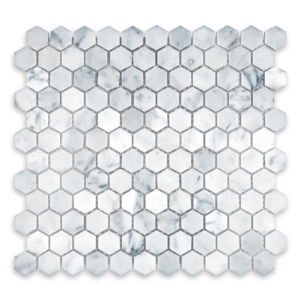 White Carrara Marble 1" Hexagon