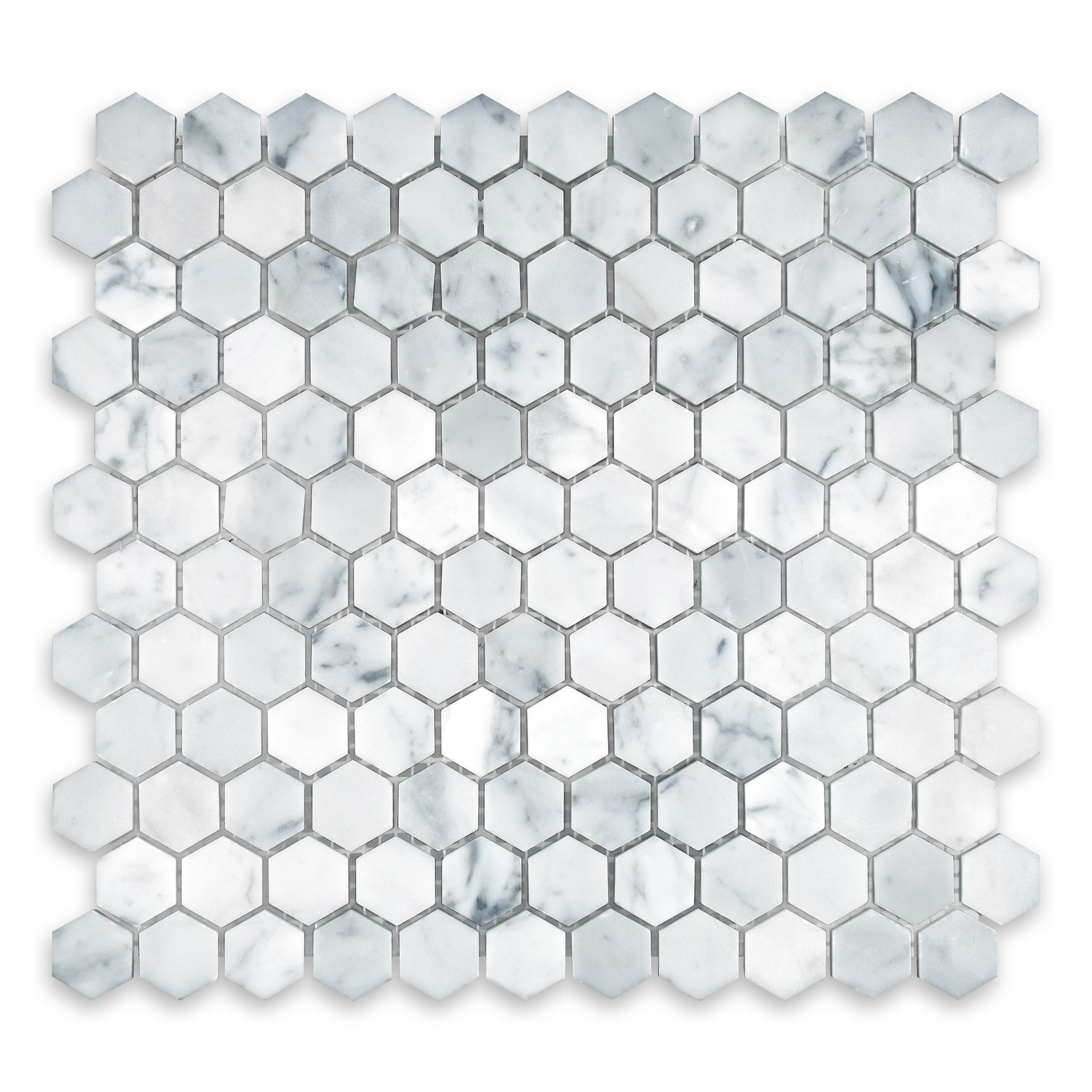 White Carrara Marble 1" Hexagon