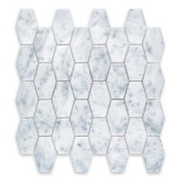 White Carrara Marble 2x3 Elongated Hexagon