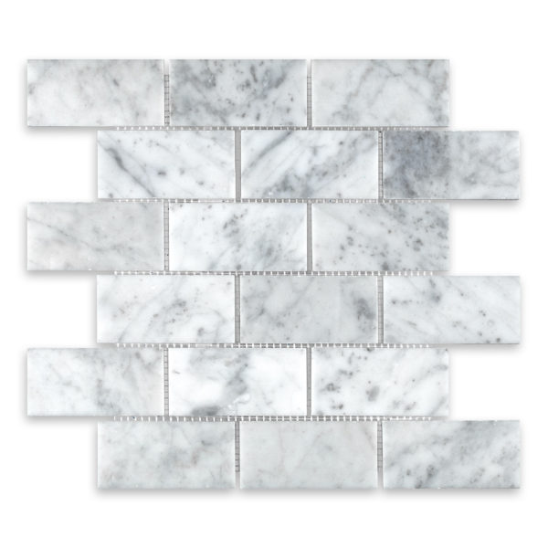 White Carrara Marble 2" X 4" Brick