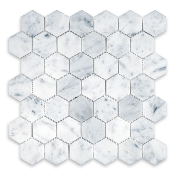White Carrara Marble 2" Hexagon