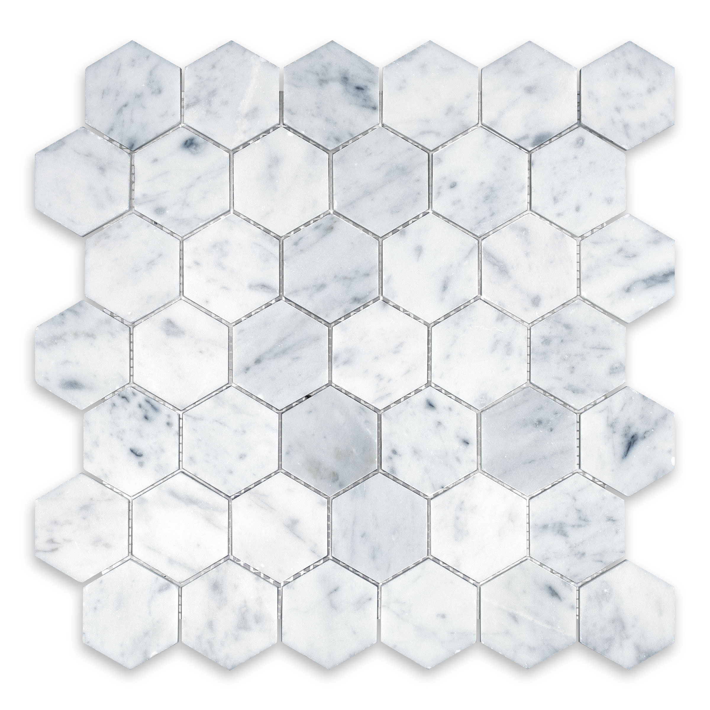 White Carrara Marble 2" Hexagon