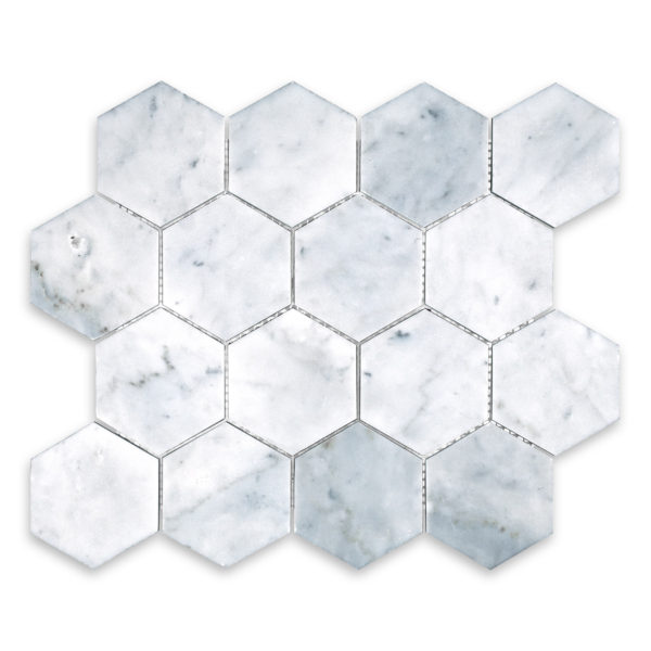 White Carrara Marble 3" Hexagon