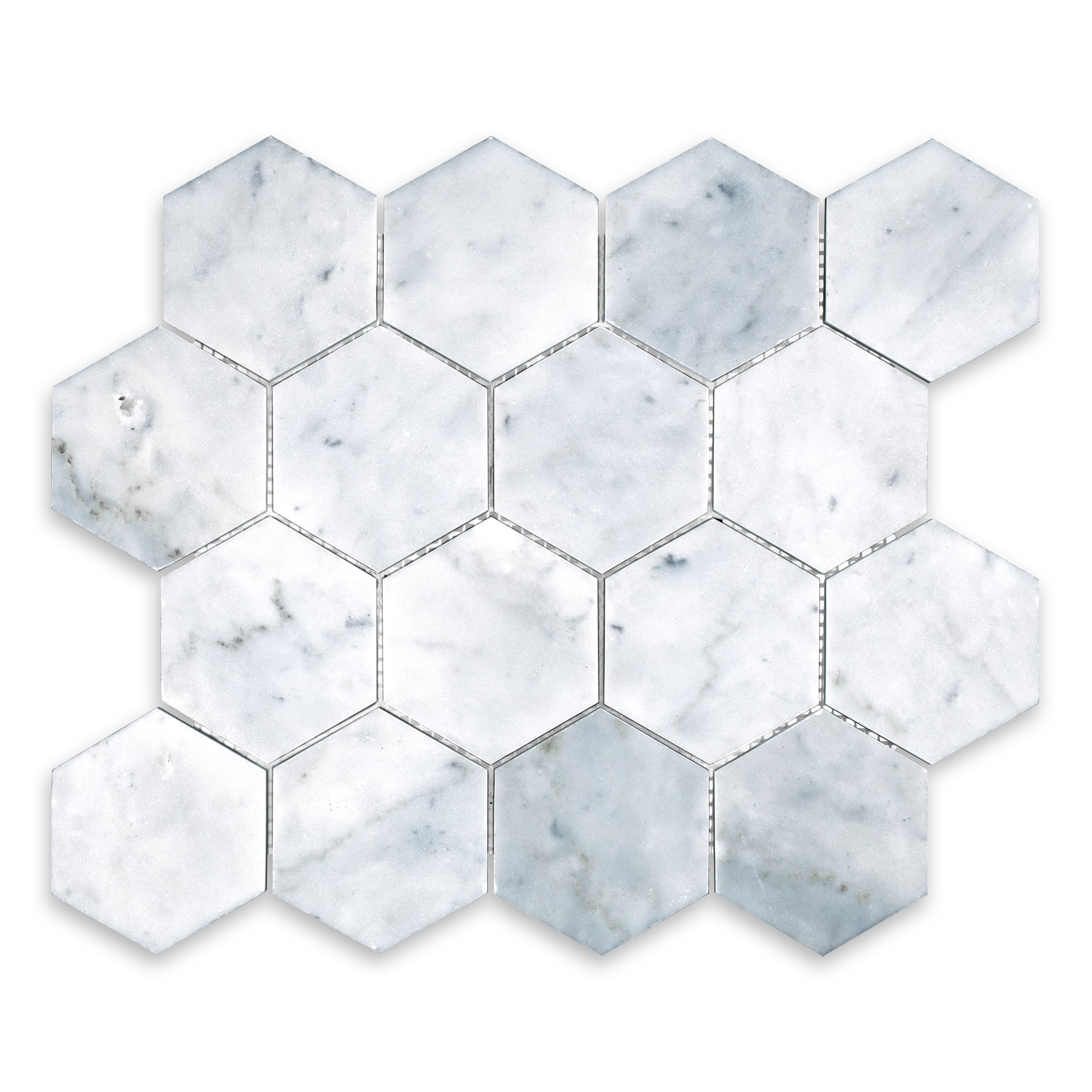 White Carrara Marble 3" Hexagon