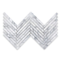 White Carrara Marble 5/8x6 Herringbone Mosaic