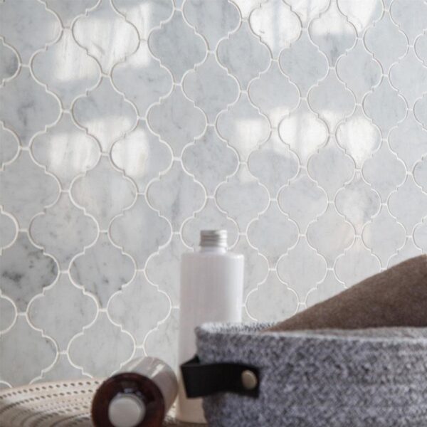 White Carrara Marble 3" X 3" Arabesque