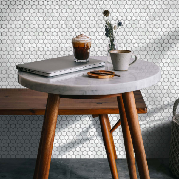 White Carrara Marble Hexagon