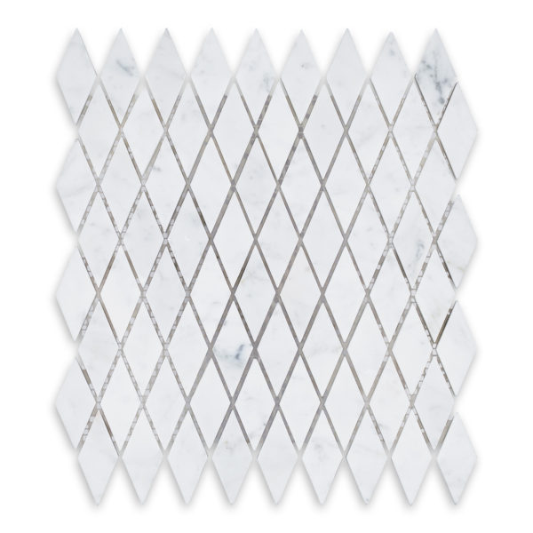 White Carrara Marble 1" X 2" Rhomboid