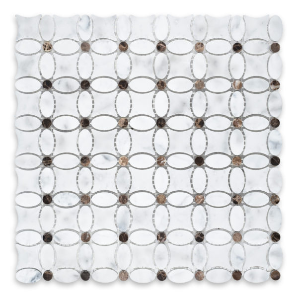 White Carrara Marble Flower with Brown Dot (Emperador Dark)