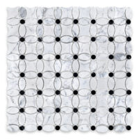 White Carrara Marble Flower with Black Dot (Negro Marquina)