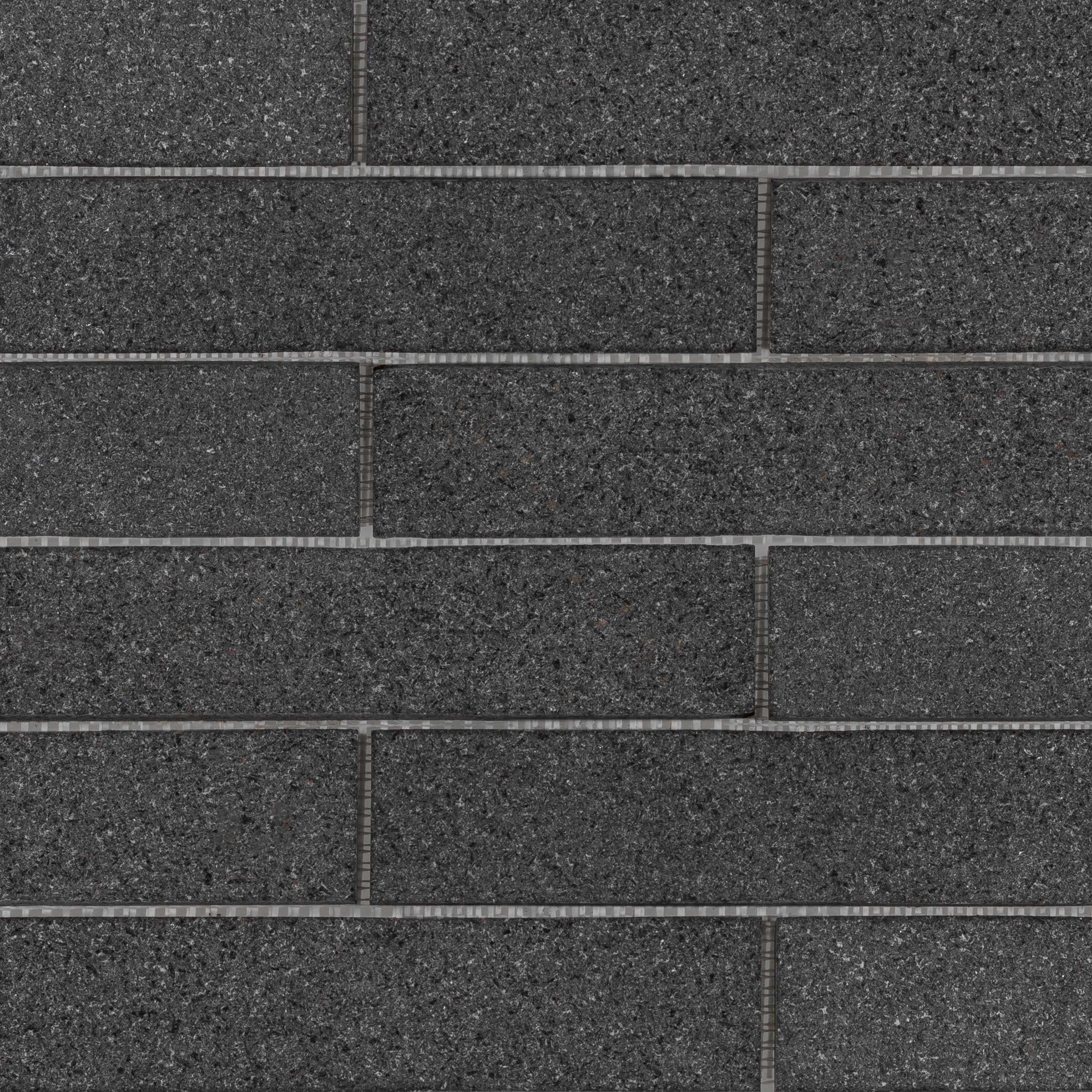 Absolute Black Granite Flamed Thin Brick Mesh