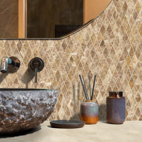 Emperador Light Marble 1" X 2" Rhomboid