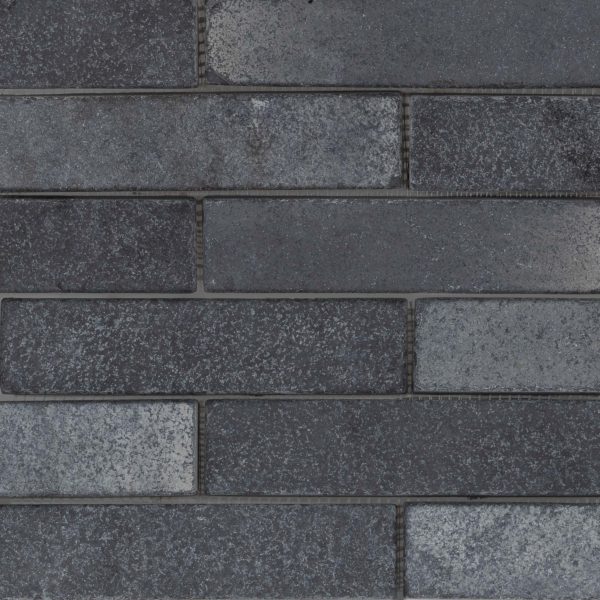 Lime Black Limestone Tumbled Thin Brick Mesh