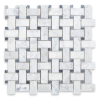 White Carrara Marble Basketweave with Blue Dot (Bardiglio Imperiale)