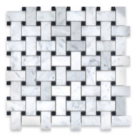 White Carrara Marble Basketweave with Black Dot (Negro Marquina)