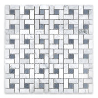 White Carrara Marble Pinwheel With Blue Dots