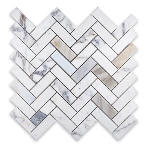 Calacatta Gold Marble 1" X 3" Herringbone