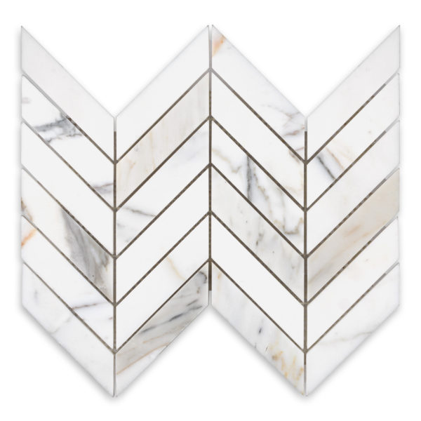 Calacatta Gold Marble 1" X 4" Chevron