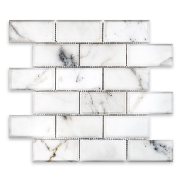 Calacatta Gold Marble 2" X 4" Brick Beveled