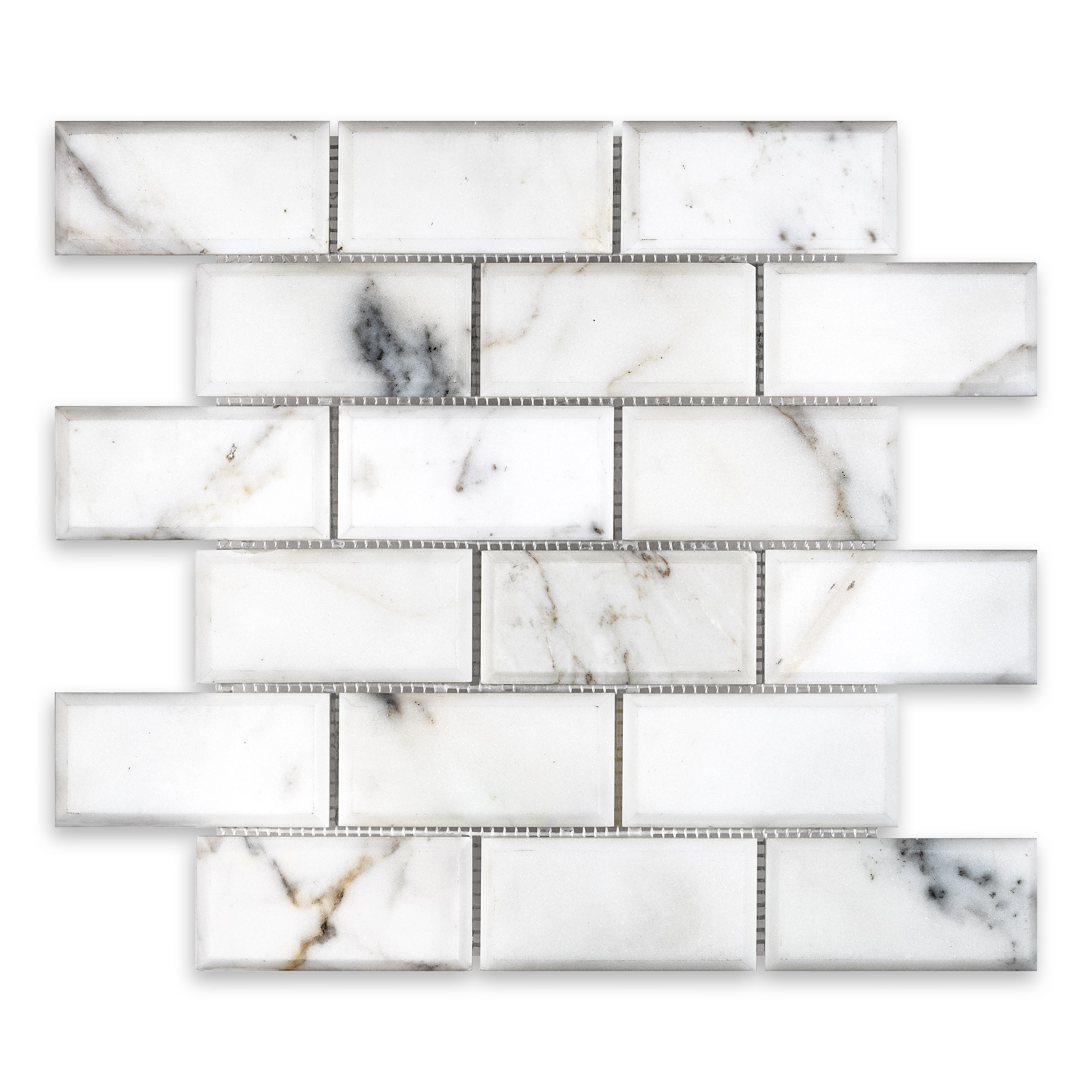 Calacatta Gold Marble 2" X 4" Brick Beveled
